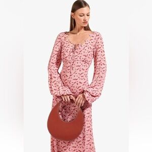 STAUD,Rare MUSHROOM DRESS, Long Sleeve Maxi Dress Boho Retro, Size 6 (MSRP$395)